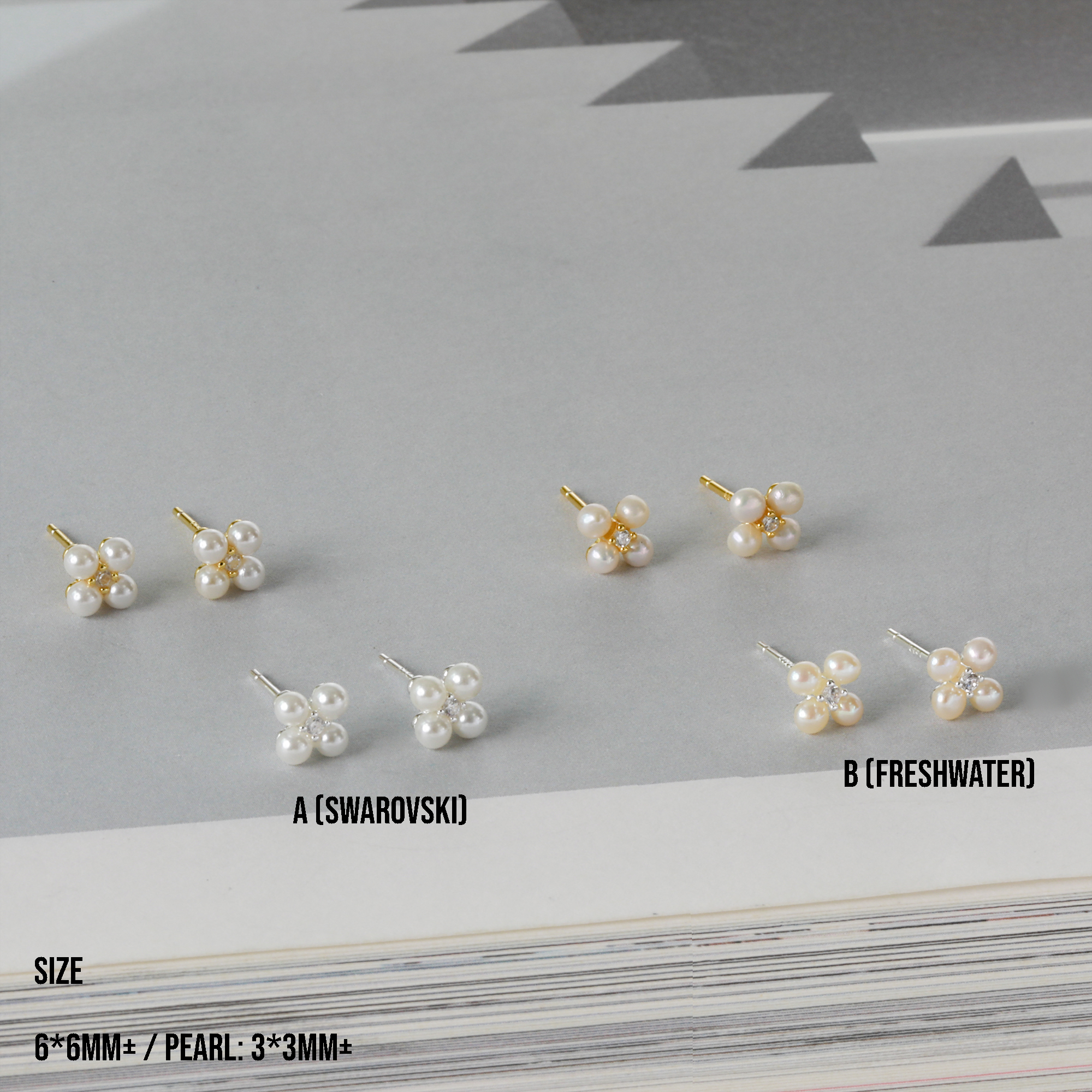 [SE4426] 银色 925 珍珠立方氧化锆耳环