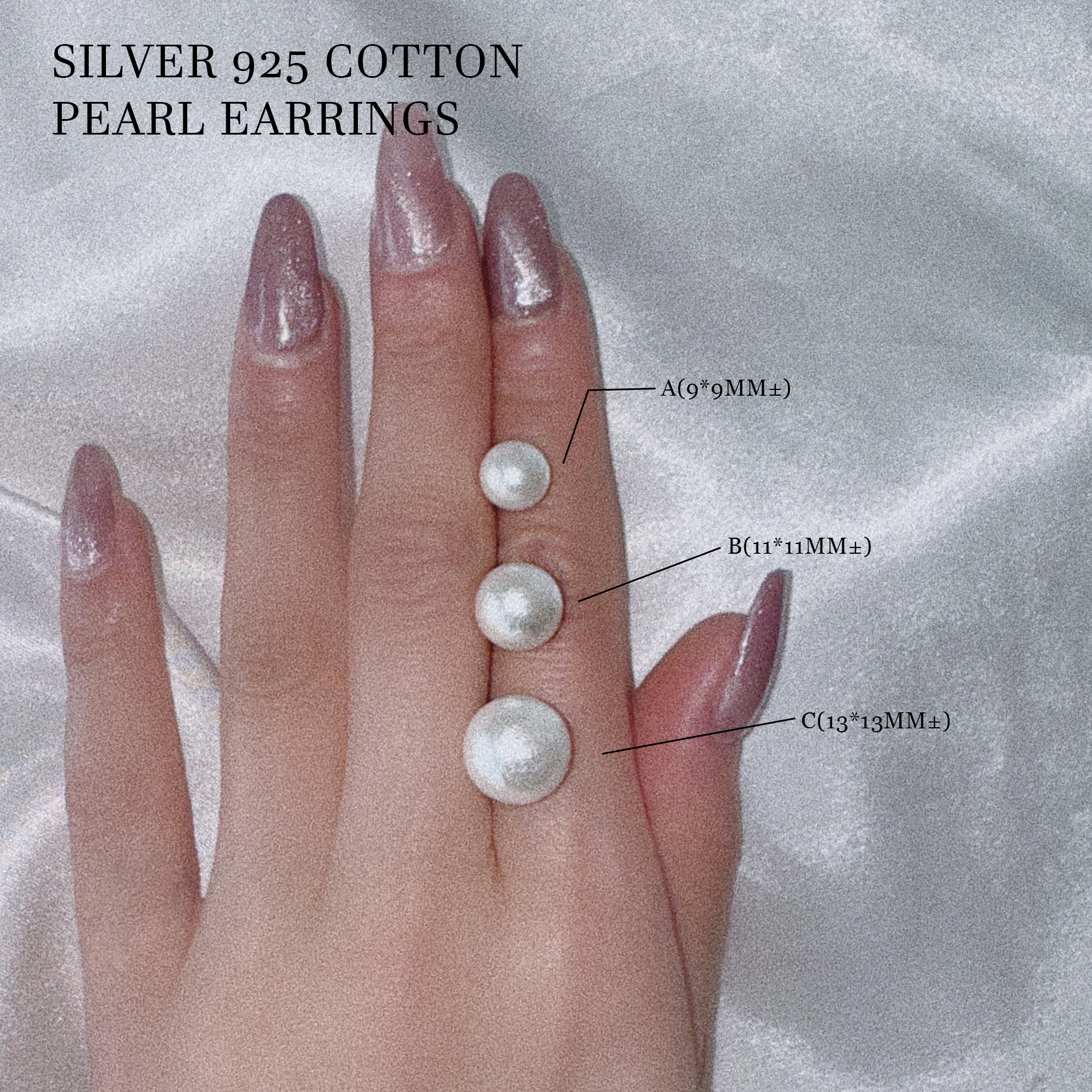 [SE4409] 银色 925 棉珍珠耳环